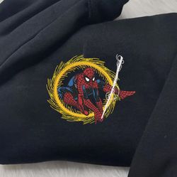 spider-man embroidered crewneck, marvel comics embroidered sweatshirt, inspired embroidered manga anime hoodie