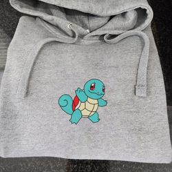 squirtle embroidered crewneck, pokemon embroidered sweatshirt, inspired embroidered manga anime hoodie
