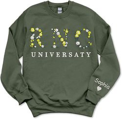 givesmiles personalized embroidered sweatshirt with flower letter, college university business, college gift for him 1