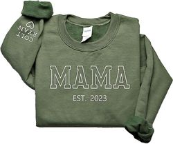 mama embroidered crewneck sweatshirt, mothers day shirt, custom mama varsity letter embroidery crewneck pullover
