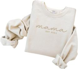 mama embroidered sweatshirt mother's day sweatshirt mama est sweatshirt