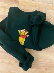 disney winnie the pooh embroidered sweatshirt pooh bear santa hat