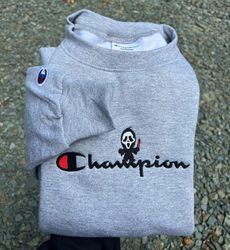 ghost face halloween champion embroidered shirt, scream embroidery t-shirt