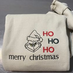 grinch merry christmas ho ho ho embroidered sweatshirt