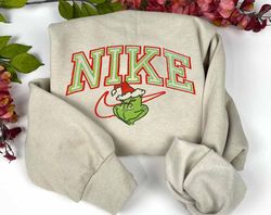 grinch nike red green embroidered sweatshirt