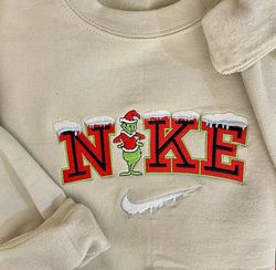 grinch n!ke christmas snow embroidered sweatshirt