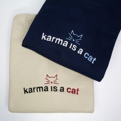 karma is a cat taylor swift embroidered shirt, taylor swift embroidery t-shirt