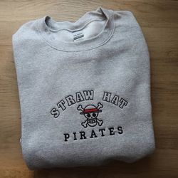 one piece straw hat pirates embroidered sweatshirt, one piece anime embroider sweatshirt