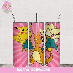 pikachu pokemon skinny tumbler design png