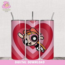 powerpuff girls 20oz skinny tumbler wrap design png