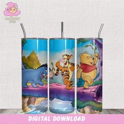 pooh walk on the tree bridge with friends 20oz tumbler png