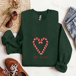 candy cane embroidered sweatshirt, candy cane sweatshirt, christmas gift