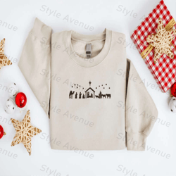 embroidered christmas nativity sweatshirt, true story nativity sweater for christmas