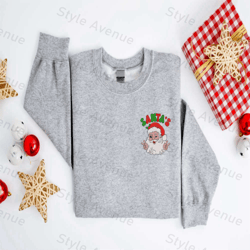 embroidered christmas santa sweatshirt, santa christmas sweater for men and women