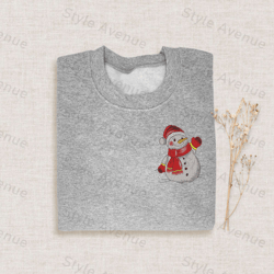 embroidered christmas snowman sweatshirt, embroidery family xmas crewneck for family