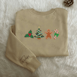 embroidered christmas sweatshirt, christmas gingerbread embroidered crewneck for family