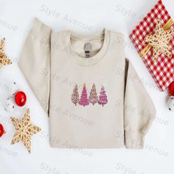 embroidered christmas sweatshirt, christmas tree sweatshirt for family