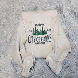 embroidered city of forks sweatshirt, christmas embroidered sweatshirt for family