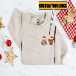 embroidered custom christmas dog sweatshirt, personalize dog christmas sweater