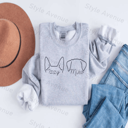 embroidered custom dog ears sweatshirt, best christmas gift for dog lovers