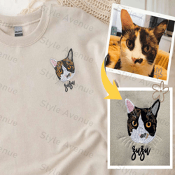 personalized pet photo embroidered sweatshirt 2d crewneck sweatshirt for pet lover