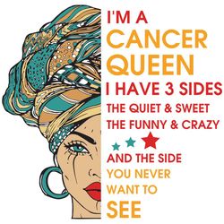 im a cancer queen i have 3 sides svg, birthday svg, im a cancer queen svg, cancer queen svg, cancer girl svg, cancer svg