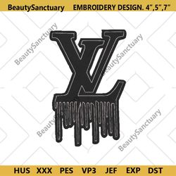 lv black white line painting logo embroidery design download