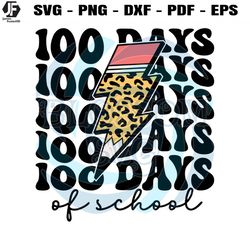 100 days of school lightning bolt svg