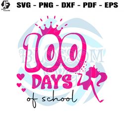 100 days of school pink doll barbie svg