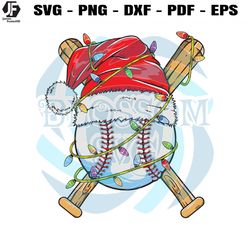 baseball christmas light santa hat svg