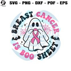 breast cancer is boo sheet cute ghost pink ribbon svg file