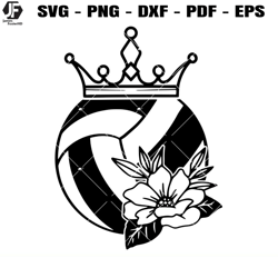 queen of volleyball svg, floral volleyball svg, volleyball