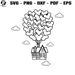 up house mickey balloons svg, house fly svg, mickey balloons