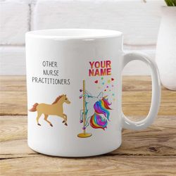 funny unicorn nurse practitioner gifts, gift for nurse practitioner, nurse practitioner mug, rae dunn nurse practitioner