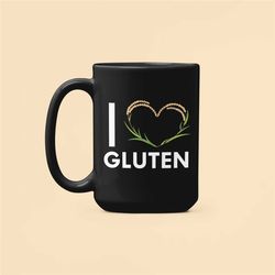 i love gluten mug, gluten lover gifts, funny gluten coffee cup, more gluten please, wheat lover, gluten free humor