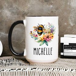 custom bee mug, bee gifts, personalized, bee gifts for women, bee coffee mug, bee coffee cup, bee cup personalized, bee