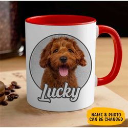 custom dog photo mug gift for dog dad dog mom, personalized dog portrait with name ceramic mug, custom pet face on mug,