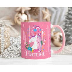 cute unicorn mug, personalised girl mug, custom name cup, coffee tea cup gift for girl, unicorn gift, daughter birthday