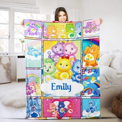 personalized care bears quilt blanket, care bears fleece blanket, care bears birthday gifts care bear, care bears christ