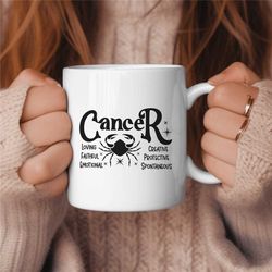 cancer coffee mug, zodiac birthday gift for her, horoscope ceramic mug 1