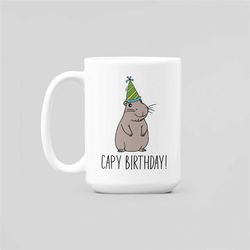 capy birthday mug, capybara birthday gifts, capybara lover coffee cup, funny capybara birthday present, animal lover gif