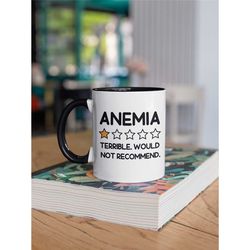 anemia mug, chronic anemia gifts, one star terrible wouldn't recommend, funny disorder coffee cup, zero stars get well s