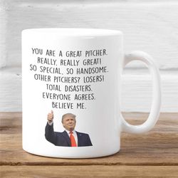 baseball pitcher mug baseball player gift funny pitcher gift for men trump mug baseball pitcher coffee cup baseball play