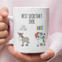 best secretary ever unicorn mug, secretary gift, funny christmas gift for secretary, funny secretary coffee mug, secreta