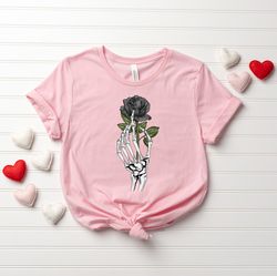 skeleton flower shirt, gothic valentine, love shirt, valentines day shirt, valentines day gift, valentine shirt, women s