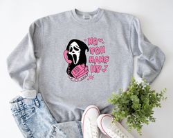 ghost face no you hang up shirt, horror movie character valentines day shirt, no you hang up valentines day couple hoodi