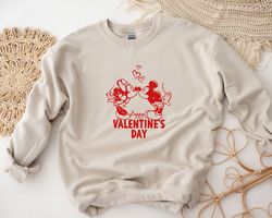 mickey and minnie happy valentines day shirt hoodie sweatshirt, disney valentines day couple shirt, disney honey moon lo