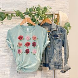 floral shirt, watercolor shirt, rose t-shirt, flower bouquet shirt, roses graphic tee, minimalist floral t shirt, womens