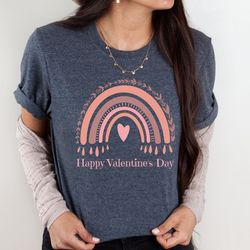 happy valentines day shirt for women cute valentines tee for girls love rainbow t-shirt womens valentines tee girlfriend