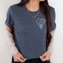 heart lightbulb valentines day shirt for women valentines tee heart love heart t-shirt womens valentines tee girlfriend